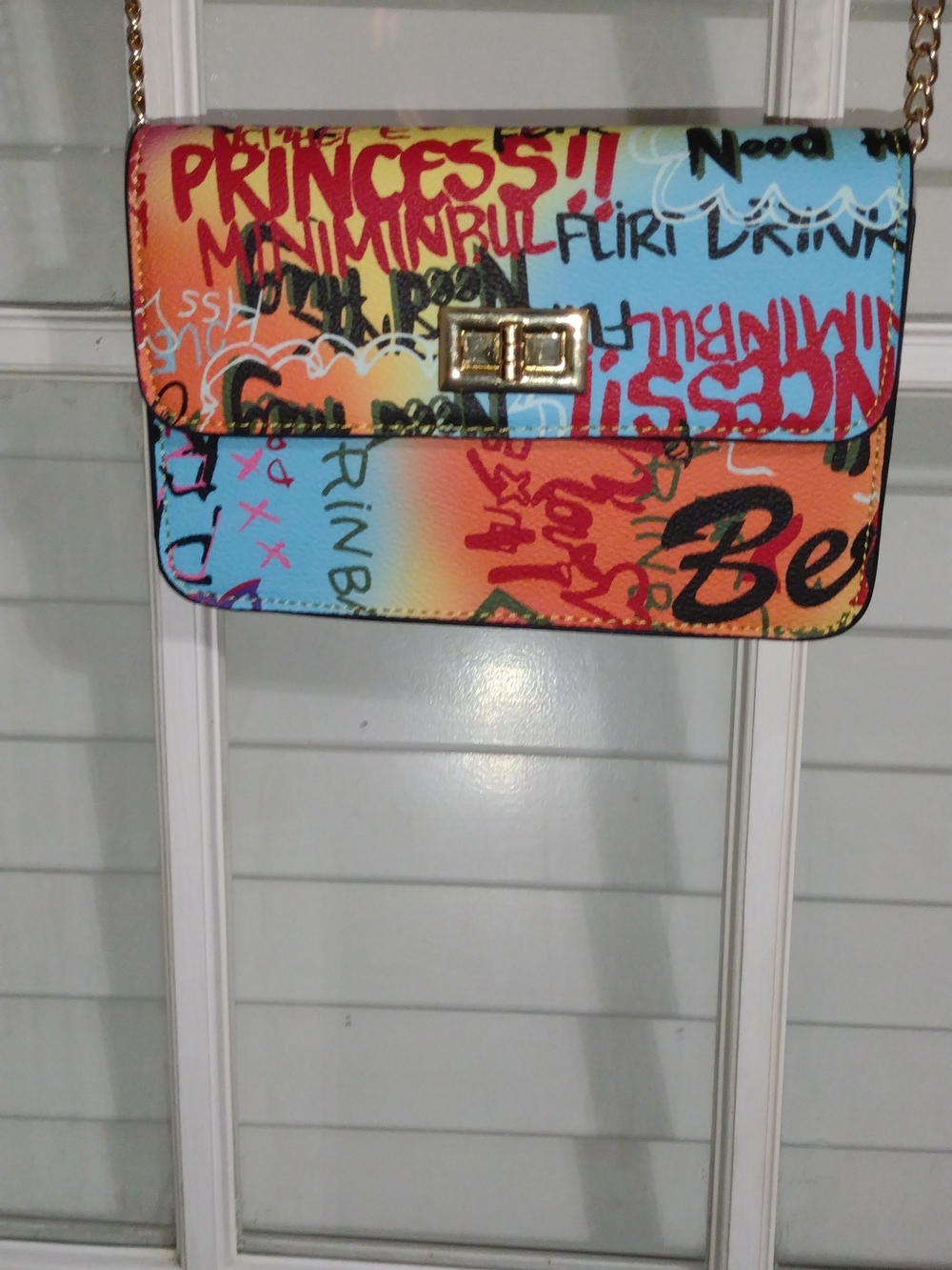Graffiti Print Crossbody Bag - Multicolor